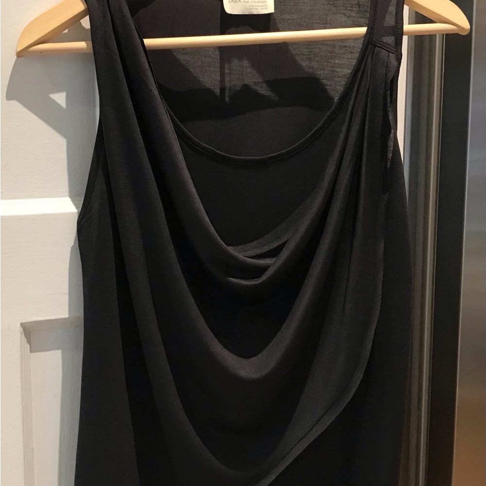 Zara Black Sleeveless Cowl Neck Top